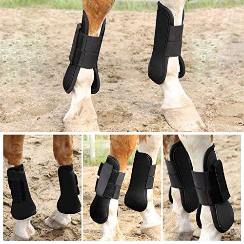 NKTM Open Front Boots Horse Exercise Boots Open Front Jumping Boot - Set of 2 Black - Thumbnail 3