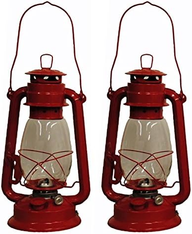Oil Lamps & Accessories - Shop4Omni Red Hurricane Kerosene Oil Lantern Emergency Hanging Light/Lamp - 12 Inches (2)