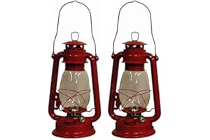 SHOP4OMNI Red Hurricane Kerosene Oil Lantern Emergency Hanging Light / Lamp - 12 Inches (2)