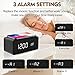 fomobest Wooden Alarm Clock with Wireless Charging for iPhone Samsung, Wood Digital LED Desk Clock for Bedroom, 3 Alarm Settings, Sound Control, Adjustable Brightness, Time Temperature (Black)