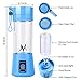 USB Portable Juicer Cup Blender, Household Juicer fruit shake Mixer with 6PCS Blades in 3D, 380ml cooking machine with USB Charger Cable (blue)