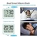 KUCOOLE Small Digital Cordless Battery Operated Alarm Clock, Best Travel Alarm Clock with Indoor Thermometer and Hygrometer, Dual Smart Alarm Clock for Kids, Teens, Bedrooms, Kitchen, Office - Cyan