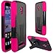 QualityStores® Alcatel One Touch Pop star LTE A845L Prepaid Smartphone Premium Durable Rugged Shell Hybrid Protective Phone Case Cover with Built in Kickstand Pink+ Cleaning Cloth
