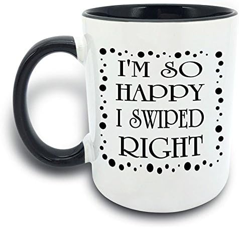 Funny Mug - I'm So Happy I Swiped Right - 11 OZ Coffee Mugs - Gift for Best Dad Mom Husband Wife Uncle Aunt Grandpa Grandma Ever Ceramic Mug White Black