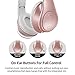 Over Ear Headphones, Mkay Bluetooth V4.2 Wireless Headset with Deep Bass Microphone Hi-Fi Stereo, Foldable & Lightweight,25H Playtime for Travel Work TV Computer iPhone-Rose Goldthumb 3