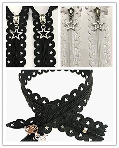WKXFJJWZC 40Pcs Star Shape Lace White Copper Pull Closed End Zippers for DIY Sewing Tailor Craft 20/Color (12 inch)