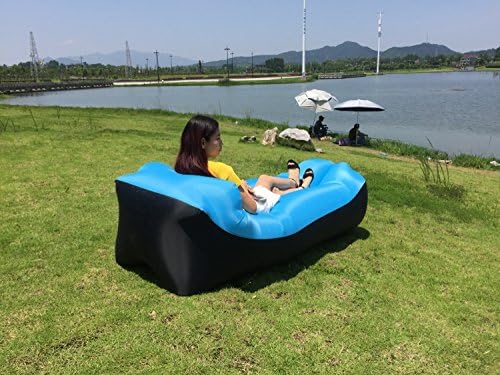 Hhobake Air Sofa,Air Lounger,Air Bag,Lazy Sofa,Indoor Outdoor Sleeping Bag,New Design,Easy Inflatable,Portable For Camping,Hiking,Fishing (black-blue)