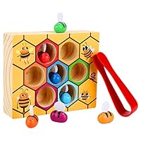 Kunmark Toddler Bee Hive Preschool Wooden Toys,Bee Toy, Toddlers for Baby Early Educational Toddler Montessori Game Motor Skills Toy