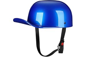 Woljay Vintage Open Face Motorcycle Helmet Retro Baseball Cap Half Helmets Women Men for Scooter Moped Cap Street Cruiser Jet - DOT Certified