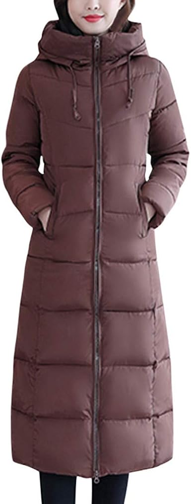 Amazon Com Doric Womens Winter Slim Knee Length Long Hooded Parka Jacket Coat Casual Quilt Thicken Warm Outwear Overcoat Clothing