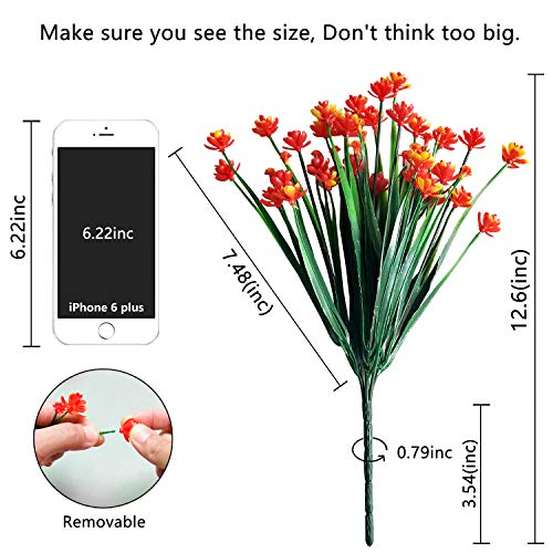 LUCKY SNAIL 10 PCS Artificial Flowers Outdoor, UV Resistant Fake