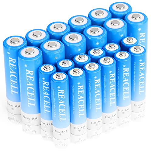 REACELL Rechargeable AA AAA Batteries Combo 24 Pack, High Capacity 1.2V