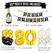 Sterling James Co. 80th Birthday Party Pack - Black & Gold Happy Birthday Bunting, Poms, and Swirls Pack- Birthday Decorations - 80th Birthday Party Supplies