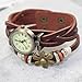 Domire Quartz Stylish Weave WRAP Around Leather Bracelet Lady Woman Wrist Watch