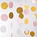 MOWO Glitter Paper Garland Circle Dots with Glitter Powder Hanging Decor 2.5'' in Diameter 20-feet(Gold Glitter,Pink,White,2pc)