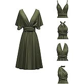Lxhome Knee Length Infinity Dress with Bandeau Short Convertible Bridesmaid Dresses Multi-Way Transformer Cocktail Gown
