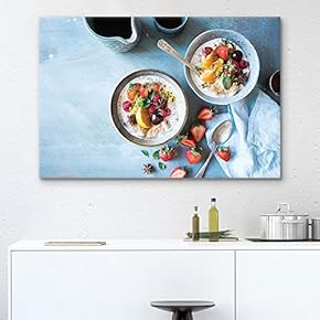 Canvas Wall Art - Plates of Sweets and Fruits - Giclee Print Gallery Wrap Modern Home Art Ready to Hang - 12x18 inches