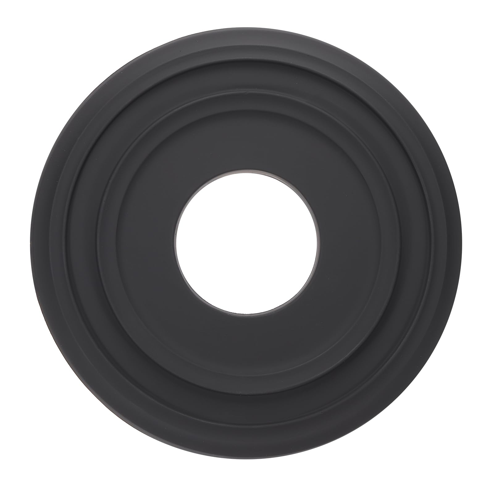 Photo 1 of ***DAMAGED - SEE NOTES/PICTURES***PATIKIL Ceiling Medallion, 12" OD x 4" ID PU Decorative Ceiling Light Medallion Chandelier Medallion Molded Ceiling Light Cover Plate for Ceiling Light Fixtures Fans, Black