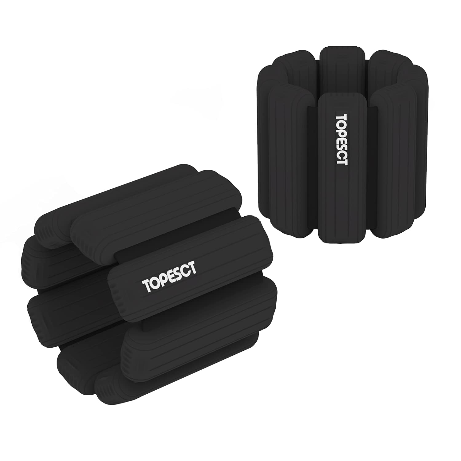 TOPESCT Adjustable Wrist Weights - Set of 2 (1lb Each) | Wearable Wrist & Ankle Weights Bracelet for Yoga, Dance, Barre, Pilates, Cardio, Aerobics, Walking (1lb/each, Black)