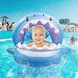 TRSCIND Baby Pool Float Swimming Floats Inflatable Shark Baby Floatie with Canopy for Infant Toddler Kid (6-36 Months)