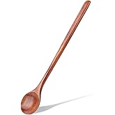 cobee 10.8 Inch Long Handle Wooden Spoons, Korean Spoon with Handle Spoon for Cooking, Wood Soup Spoons for Korean Food Soup Cooking Mixing Stirring Kitchen Tools