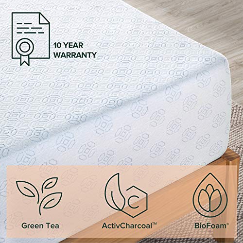 Zinus 12 Inch GelInfused Green Tea Memory Foam Mattress / Cooling Gel Foam / Pressure Relieving