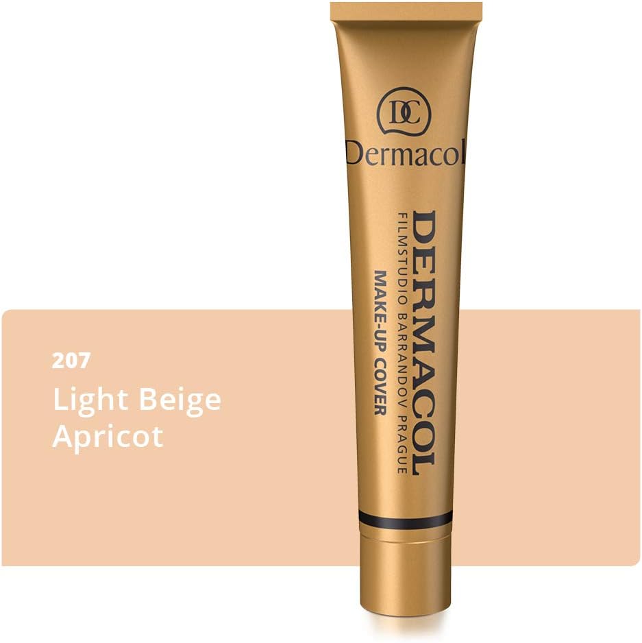 Dermacol DC Full Coverage Foundation | Long Lasting Waterproof Makeup Cover Cream SPF30 | Hypoallergenic & Light Weight Liquid | Tattoo, Acne, Spots, Under-eye Skin Cover-up | 30g (207)