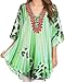 Sakkas SS1608 - Balloon Top Tallulah Wide Circle Blouse Poncho Top With Tie Neck Enclosure With Beads - Bright Green / Multi - OS