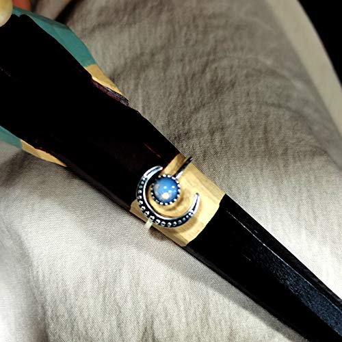 Ymibull Fashion Moonstone Rings, Women Adjustable Ring Jewelry Gift for Friend Family (Silver)