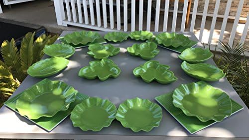 MrTableware Melamine Dinnerware Green Banana Leaf Set (20-piece set)