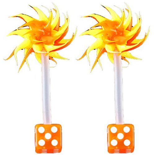 14g gauge 5/8 16mm Clear Flexible acrylic tongue bar nipple barbell straight 5mm Yellow dice Orange Piercing 2Pcs ADMX