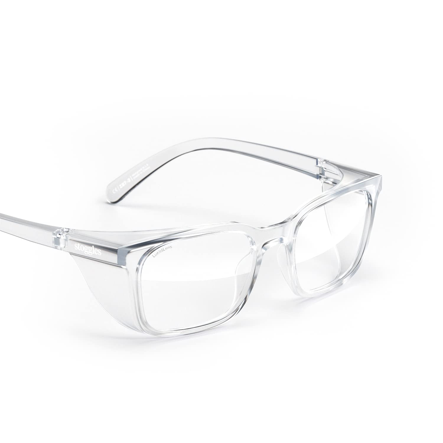 Photo 1 of Stoggles Rectangle Z87.1 Certified Polycarbonate Safety Glasses, Scratch & Shatter-Proof, Blue-Light & UV Blocking Lens, Top & Side Shields, Anti-Fog Dip Coated, Durable, Protective & Stylish Eyewear