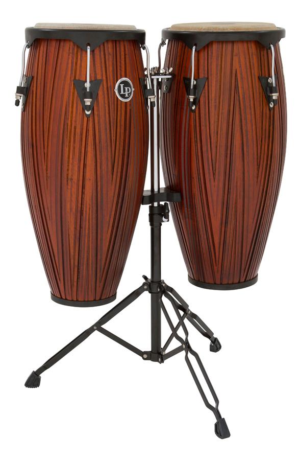 Latin Percussion LP646NYCMW LP City Wood 10"/11" Conga Set with Stand, Mango Wood