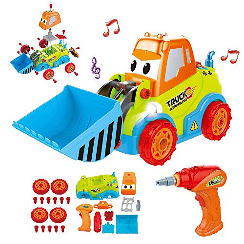 CHAFIN Hand-on disassembly and Assembly of Bulldozer Screw Puzzle Electric Drill Toy Assembly Engineering Vehicle disassembly Combination Building Blocks