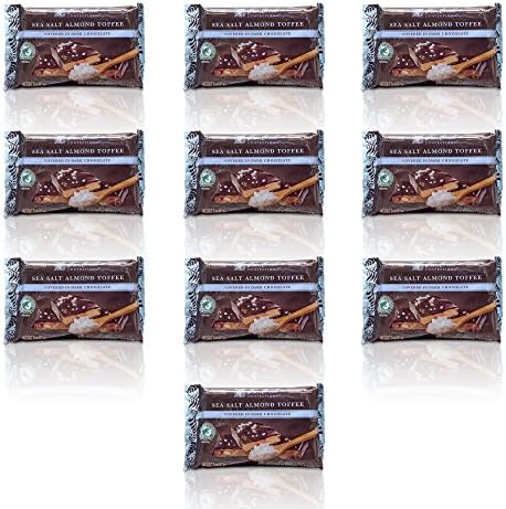 Fern Creek Confections - Dark Chocolate Almond Toffee Bars - Sea Salt - 10 Pack (2 oz each) - Kosher, Gluten Free, All Natural