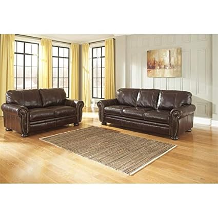 Amazon Com Ashley Furniture Banner 2 Piece Sofa Set In Coffee