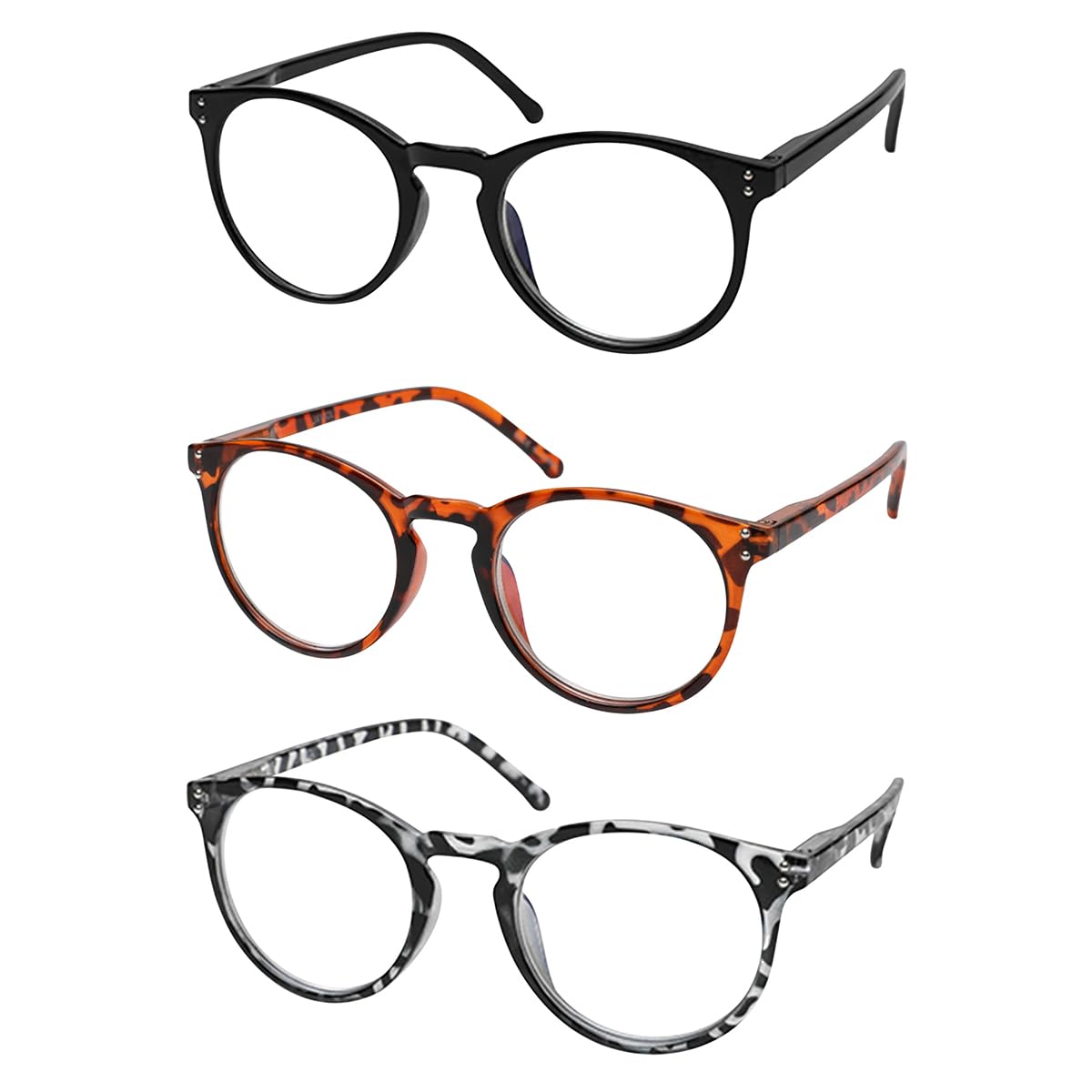 Vecien Reading Glasses 3 Pack Blue Light Blocking Readers, Crystal Lens Give You Ultra Clear Vision,Spring Hinges Pattern Design for Men & Women (1.5) — image 1