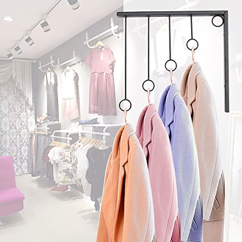 Kernorv Wall Clothing Rack, Wall Garment Racks 5 Rings Hanging Clothing