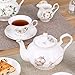 CHENP.HMC Porcelain Tea Set Tea Cup Set 22-Piece Porcelain Ceramic Coffee Tea Gift Sets Cups Saucer Service for 6 Teapot Sugar Bowl Creamer Pitcher and Teaspoons tea pot sets(Camellia)