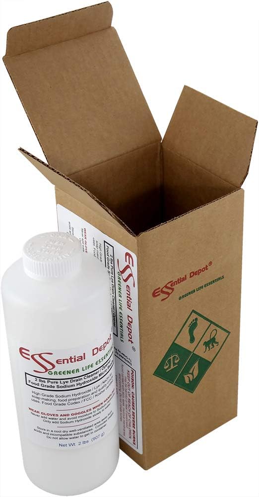 Pure Lye Drain Cleaner/Opener, 2 lbs. Food Grade Sodium Hydroxide Micro Beads - HDPE container with resealable Child Resistant cap: Health & Personal Care