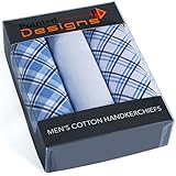 Men's Cotton Handkerchiefs Set of 3, Colored Hankies By Pointed Designs (Set 3)