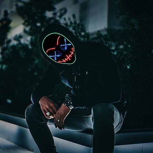 Halloween Scary Led Mask, Light Up Evil Clown Purge Masks
