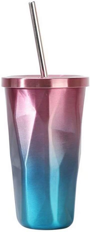 Flywill Insulated Coffee Cups, 18/8 Stainless Steel Double Walled Travel Mugs with Splash-Proof Lids and Straw Food Grade Smoothie Cups Vacuum Insulation Tumbler for Ice Cold or Hot Drinks,500ml/18oz