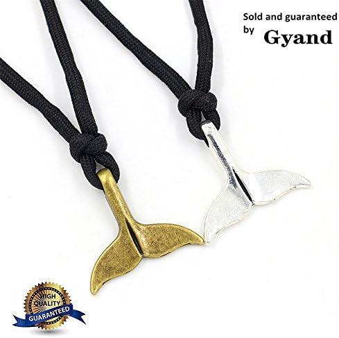 Couples Necklace for Him and Her Mermaid Tail Pendant Love Necklace Set, Black