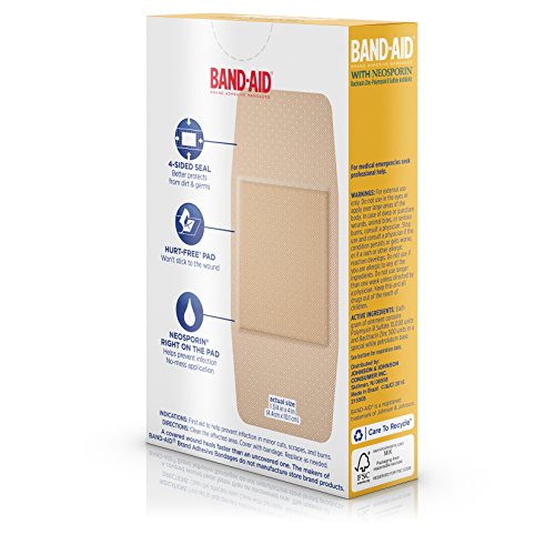 BandAid Brand Bandages with Neosporin Antibiotic Ointment, Extra Large