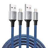 KerrKim iPhone Charger 2 Pack 6 Feet Extra Long Nylon Braided Lightning Cable High Speed Connector Data Sync Transfer iPhone Cable Cord Compatible with iPhone Xs Max/X/8/7/Plus/6S/6/SE/5S