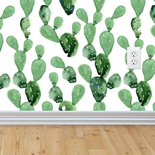 Self-adhesive Removable Wallpaper, Cactus Wallpaper, Peel and Stick Fabric Wallpaper, Custom Design Wall Mural