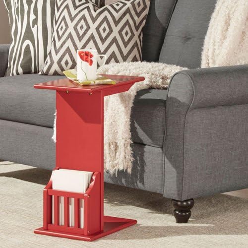 HomeHills Zora Red Chairside Rack Accent Table