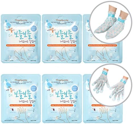[ANGELLOOKA] Ultra Moisturizing Cooling Hand &amp; Foot Pack 18ml Pack of 6, Hydrating &amp; Nourishing Coolling Care