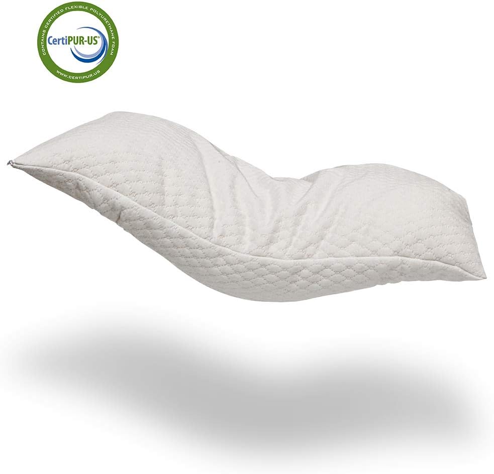 Alasville Natural Shredded Latex Foam Pillow Adjustable Standard/Queen/King Pillow with Removable Breathable Cooling Hypoallergenic Pillow Cover (Standard)